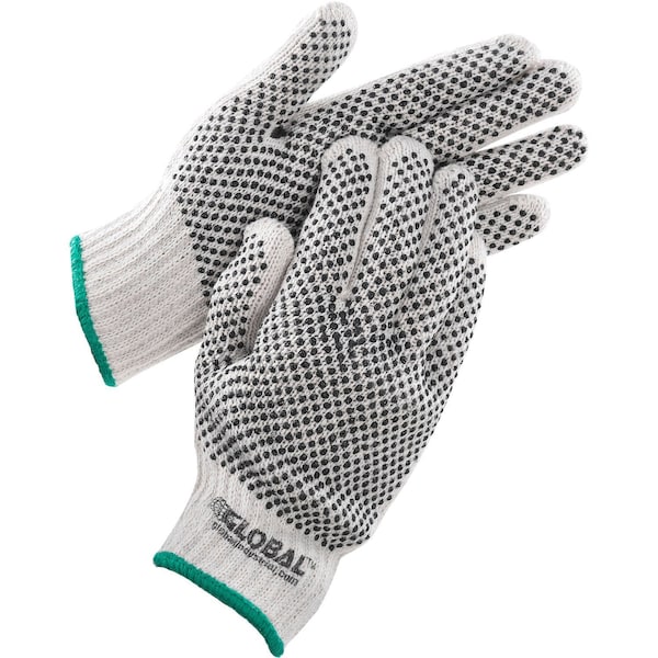 Global Industrial PVC Dot Knit Gloves, Double-Sided, Black, Medium, 1-Dozen 708351M - main